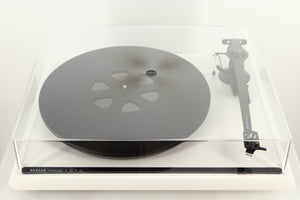 Top view of a used Roksan Attessa Turntable in White finish showing the lid
