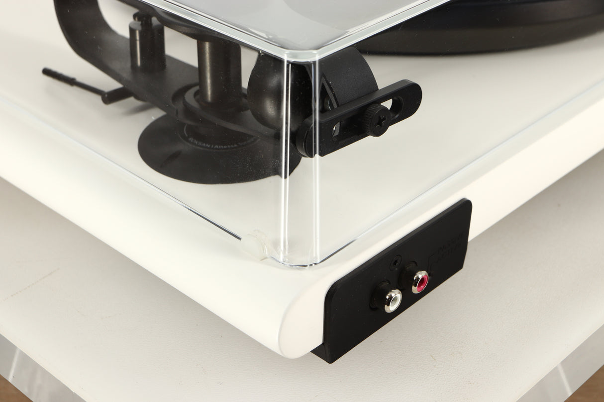 Rear left corner view of a used Roksan Attessa Turntable in White finish 