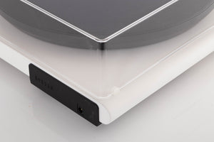 Rear right corner view of a used Roksan Attessa Turntable in White