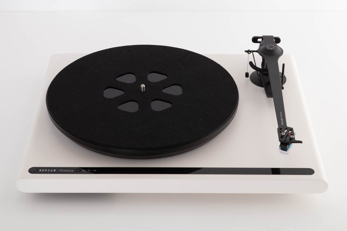 Top view of a used Roksan Attessa Turntable in White