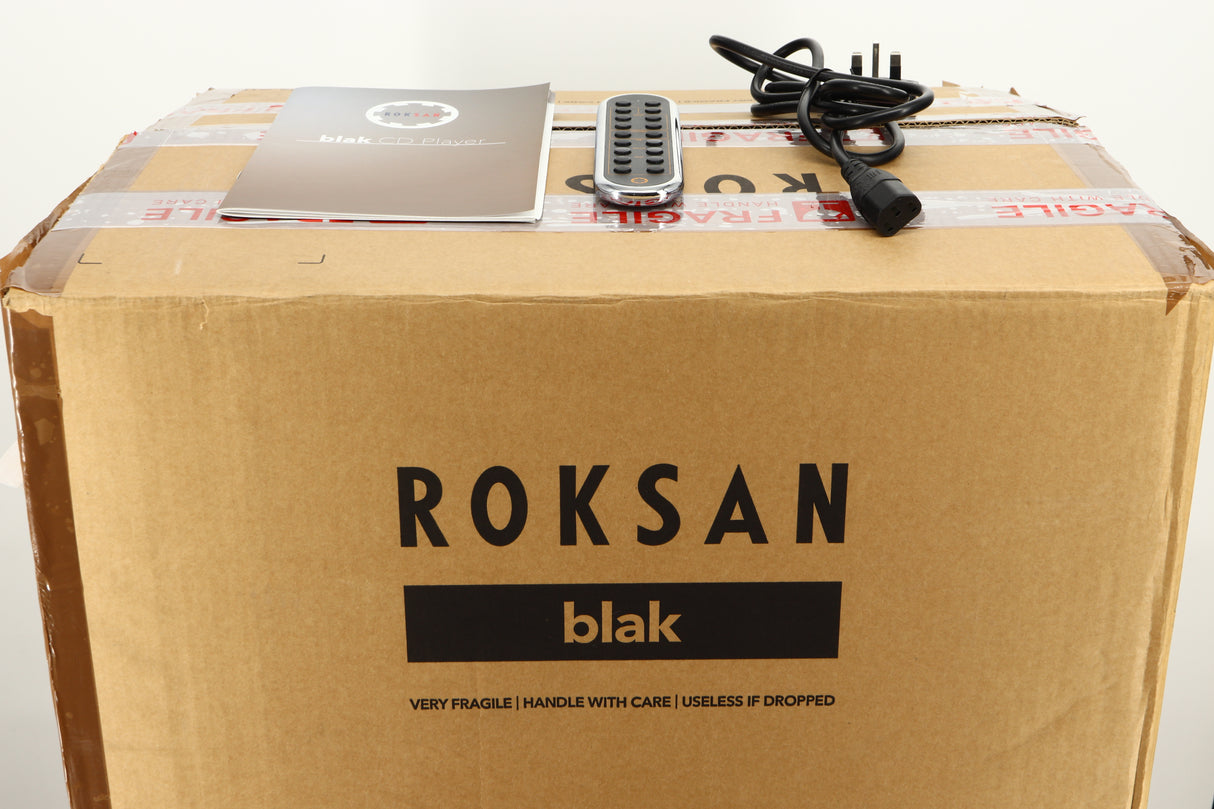 Box of a used Roksan BLAK CD Player in Charcoal finish