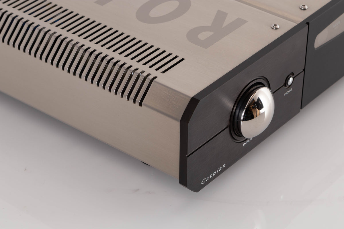 Front left corner view of a used Roksan Caspian M2 Integrated Amplifier in Black