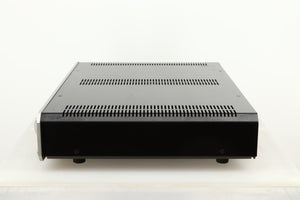 Side view of a used Roksan Caspian M Series-1 Dual Mono Pre Amplifier in Silver finish