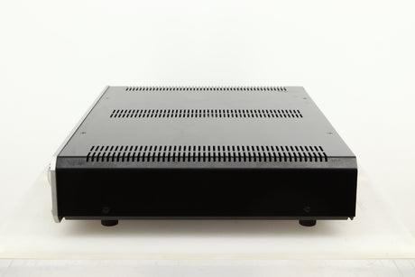 Side view of a used Roksan Caspian M Series-1 Dual Mono Pre Amplifier in Silver finish