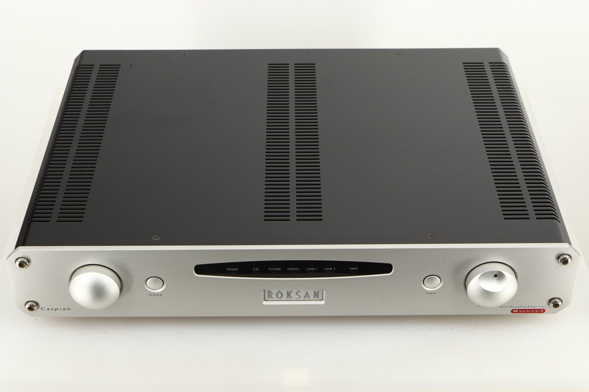 Top view of a used Roksan Caspian M Series-1 Dual Mono Pre Amplifier in Silver finish