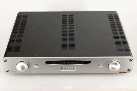 Top view of a used Roksan Caspian M Series-1 Dual Mono Pre Amplifier in Silver finish