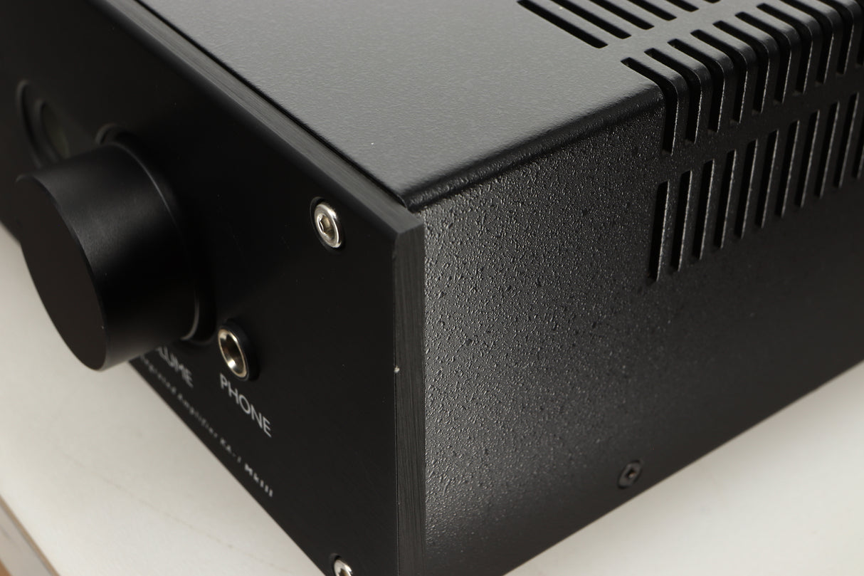 Close up view of a used Roksan Kandy KA-1 MkIII Integrated Amplifier in Black finish
