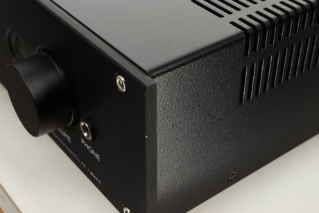 Close up view of a used Roksan Kandy KA-1 MkIII Integrated Amplifier in Black finish