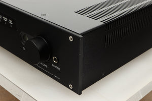 Front right corner view of a used Roksan Kandy KA-1 MkIII Integrated Amplifier in Black finish