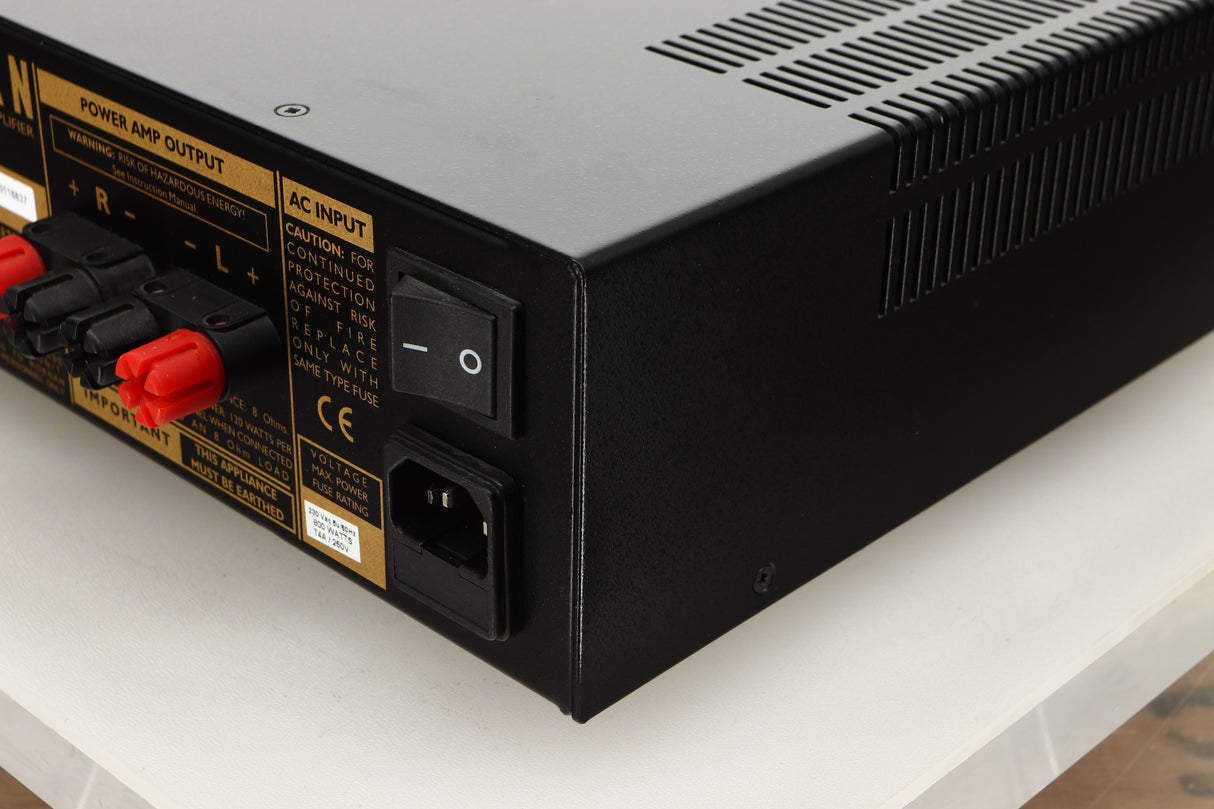 Rear right corner view of a used Roksan Kandy KA-1 MkIII Integrated Amplifier in Black finish