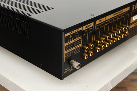 Rear left corner view of a used Roksan Kandy KA-1 MkIII Integrated Amplifier in Black finish 