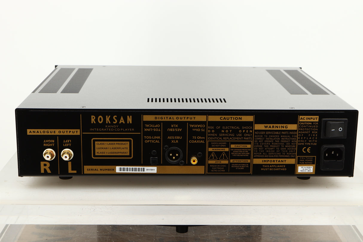 Rear view of a used Roksan Kandy KC1 MkIII CD Player in Black finish 