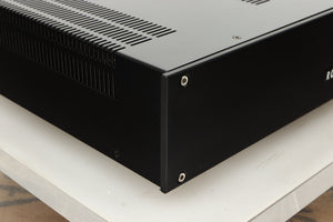 Front left corner view of a used Roksan Kandy KMA 2/3 MkIII Power Amplifier in Black finish