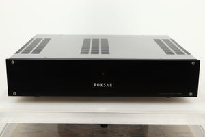 Front view of a used Roksan Kandy KMA 2/3 MkIII Power Amplifier in Black finish