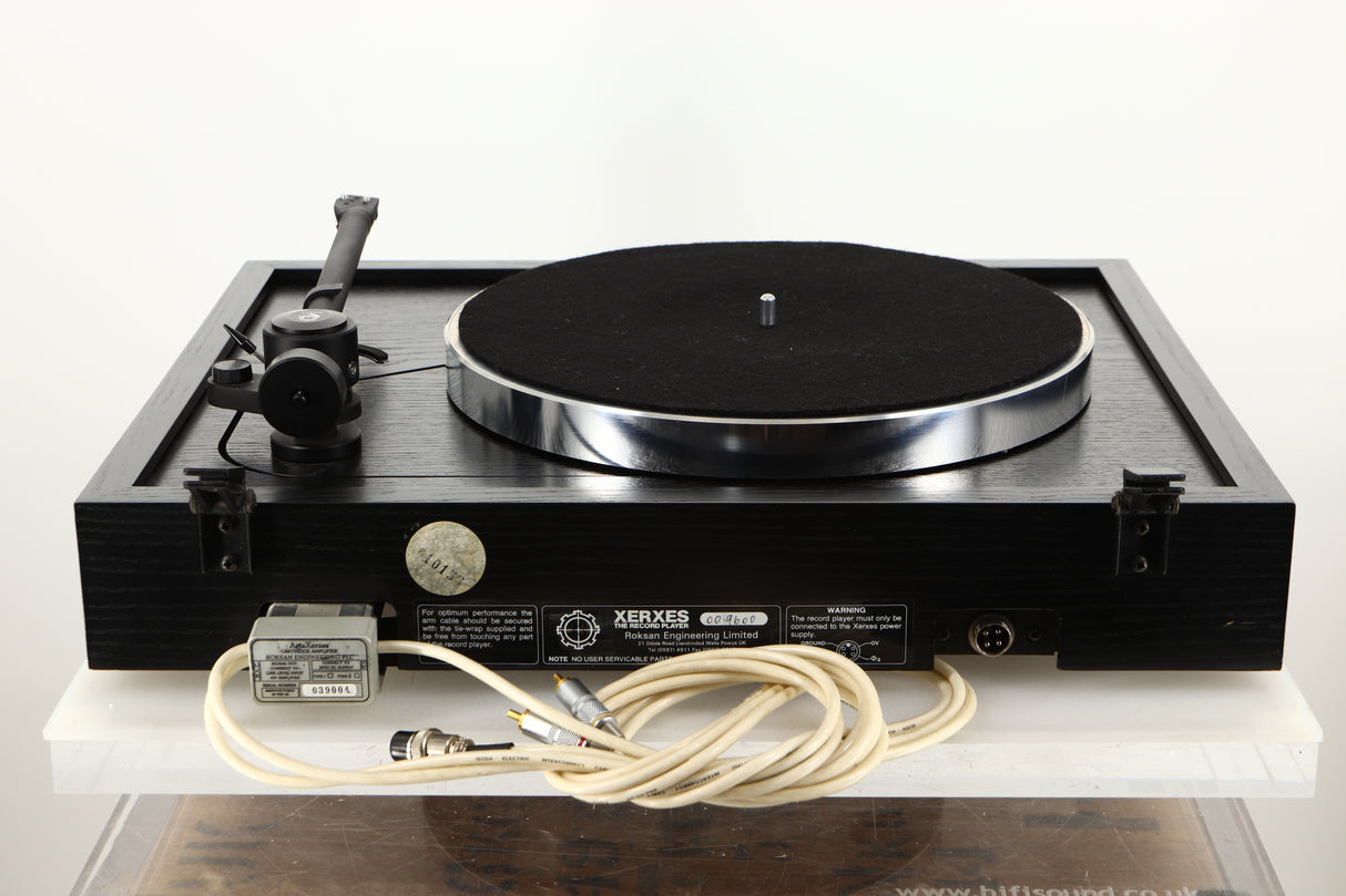 Rear view of a used Roksan Xerxes Turntable with Tabriz Tonearm