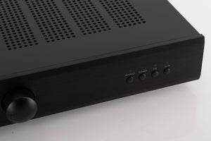 Close up view of a used Rotel A10 MKII Integrated Amplifier in Black finish