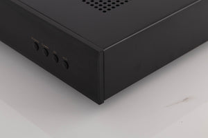 Front right corner view of a used Rotel A10 MKII Integrated Amplifier in Black finish