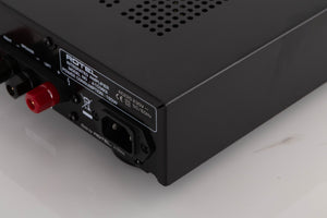 Rear right corner view of a used Rotel A10 MKII Integrated Amplifier in Black finish