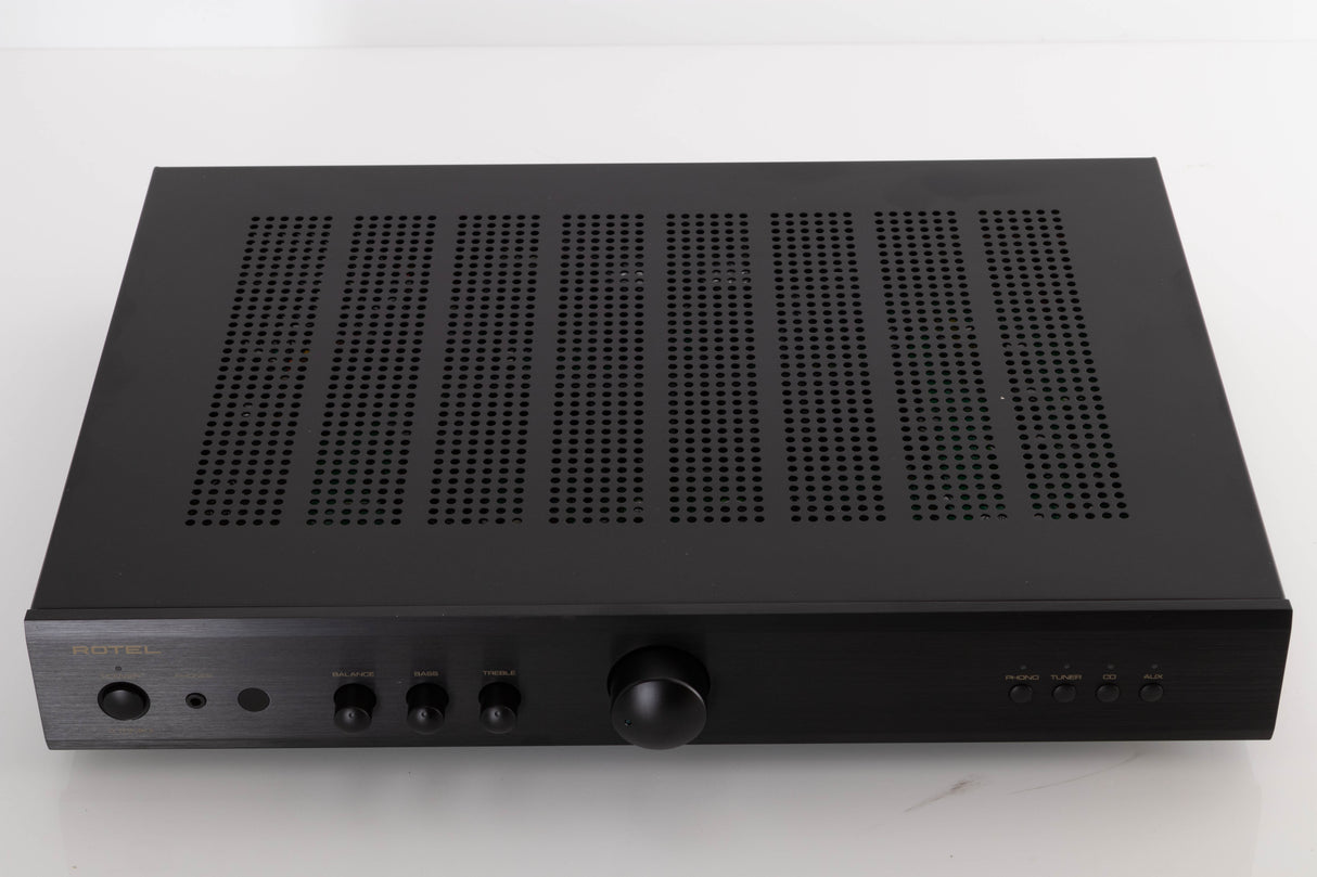 Top view of a used Rotel A10 MKII Integrated Amplifier in Black finish