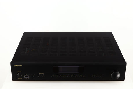 Top of a used Rotel A14 MKII Integrated Amplifier in a black finish