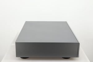 Left side view of a used Rotel CD11 Tribute CD Player in a silver finish