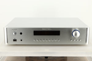 Front view of a used Rotel RC-1572 MKII Pre Amplifier in Silver finish