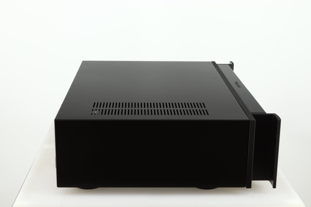 Left side view of a used Rotel RSP-1066 Pre Amplifier / Processor in a black finish