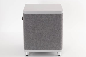 Side view of a used Ruark Audio RS-1 Subwoofer in Soft Grey