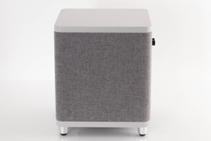Side view of a used Ruark Audio RS-1 Subwoofer in Soft Grey
