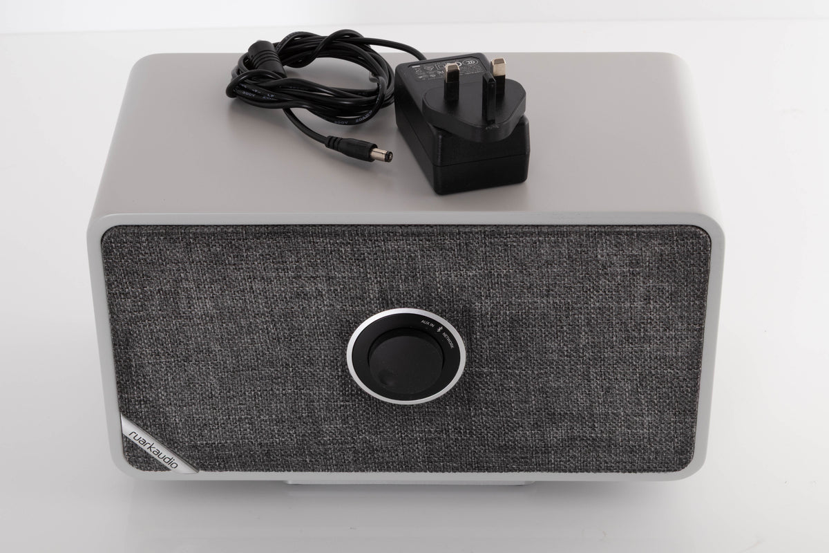 Top of a used Ruark MRX Streaming Speaker showing PSU