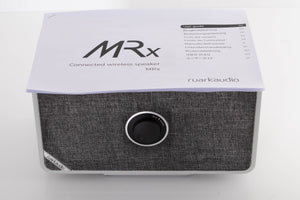 Top of a used Ruark MRX Streaming Speaker showing Manual