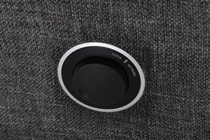 Close up of a used Ruark MRX Streaming Speaker showing control knob 