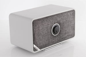 Front left corner of a used Ruark MRX Streaming Speaker
