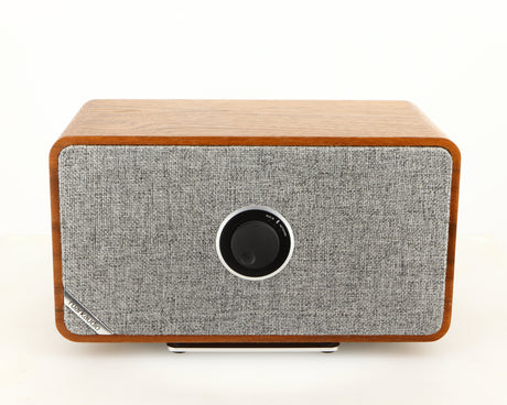 Front view of a used Ruark MRX Wireless Speaker in a walnut finish