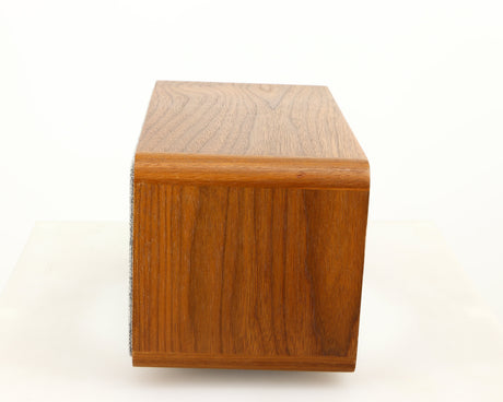Right side view of a used Ruark MRX Wireless Speaker in a walnut finish