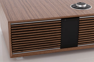 Close up view of a used Ruark R410 Integrated Music System in Fused Walnut