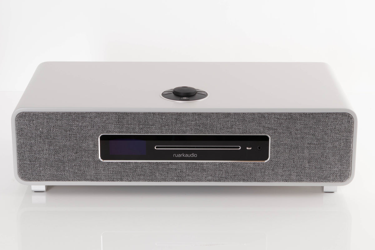 Front view of a used Ruark R5 Music System in Soft Grey