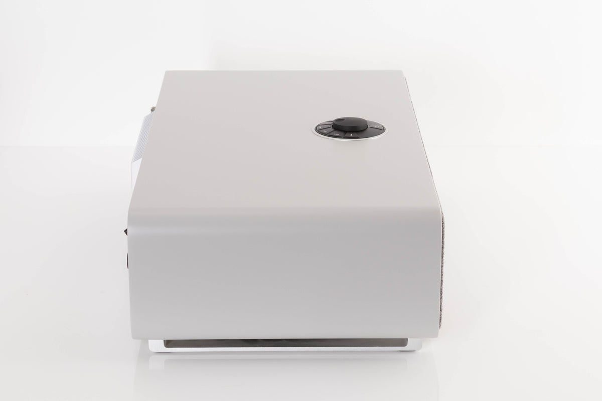 Side view of a used Ruark R5 Music System in Soft Grey