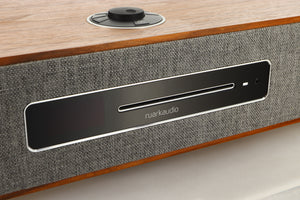 Close up view of a used Ruark R5 Music System in Walnut finish