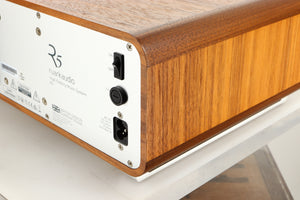 Rear right corner view of a used Ruark R5 Music System in Walnut finish