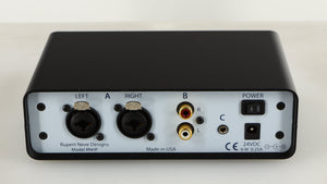 Rear view of a used Rupert Neve Designs RNHP Precision Headphone Amplifier showing Power Input and Phono Outputs