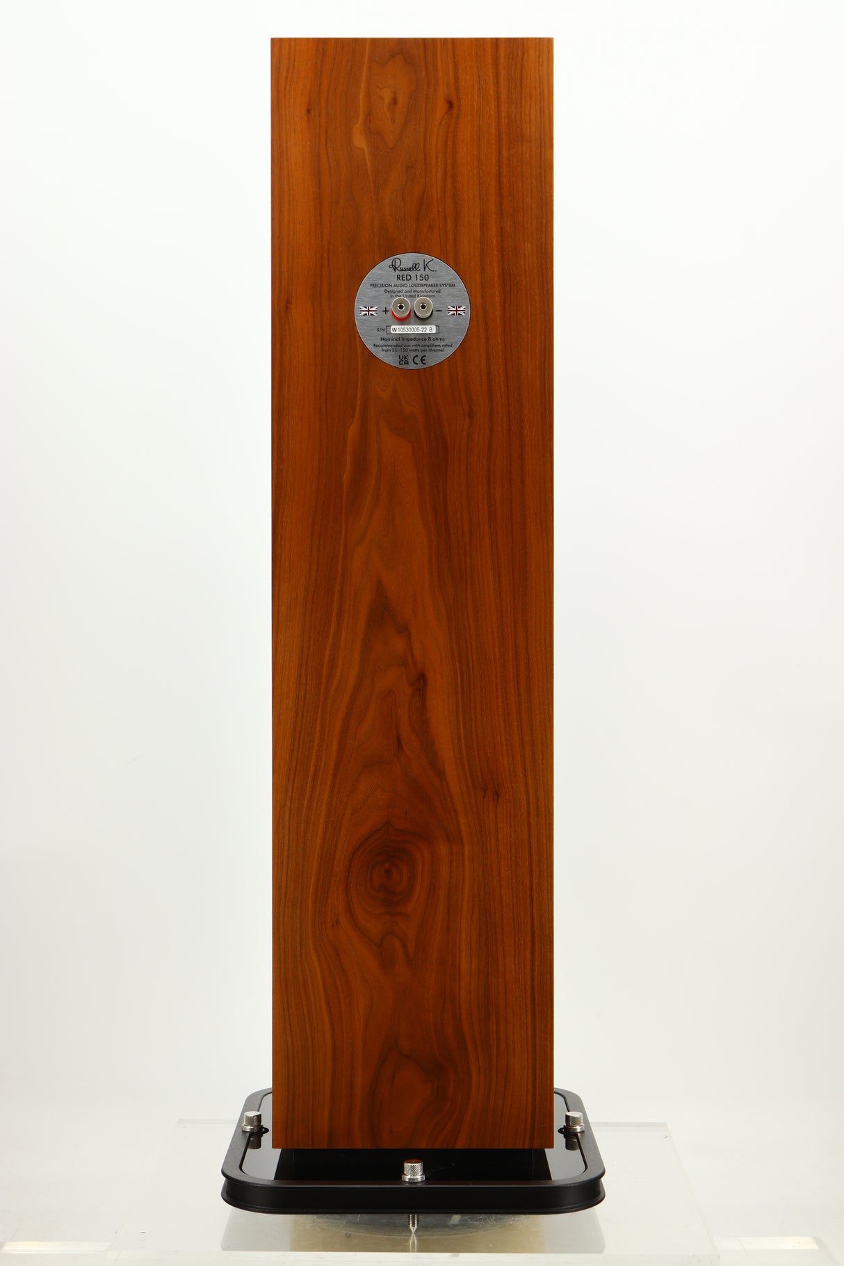Rear view of a used Russell K Red 150SE Floorstanding Speaker in Walnut finish