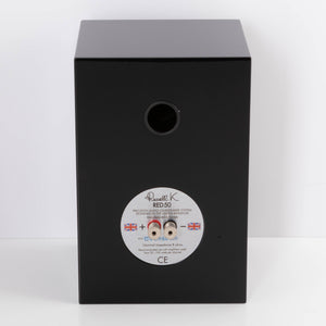 Rear view of a used Russell K RED50 Standmount Speaker in a Piano Black finish