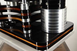 Rear right corner view of a used S.A.M. Sinner Turntable with Audiomods Series 6 Micrometer Tonearm, and Benz Ruby Z H Cartridge 