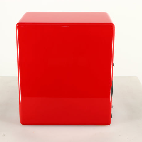 Left side view of a used Scansonic S5 BT Active Bluetooth Standmount Speakers in a red finish
