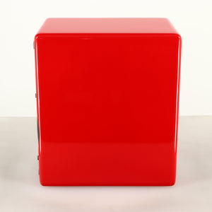 Right side view of a used Scansonic S5 BT Active Bluetooth Standmount Speakers in a red finish