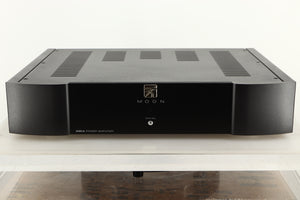 Front view of a used Sim Audio Moon 330A Power Amplifier in Black finish