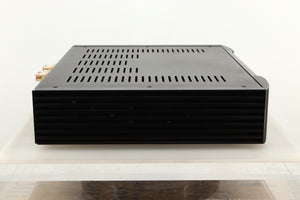 Side view of a used Sim Audio Moon 330A Power Amplifier in Black finish
