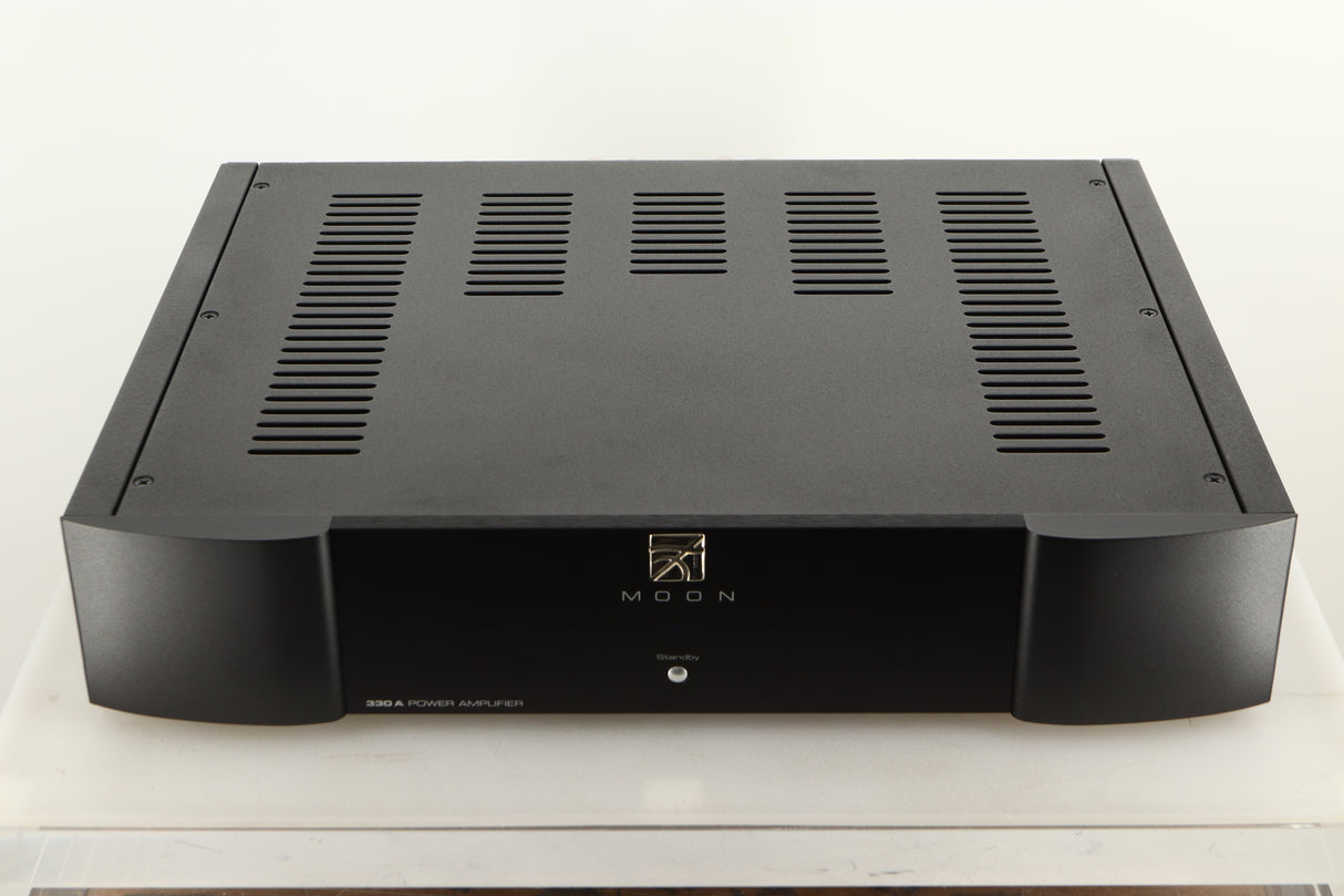 Top view of a used Sim Audio Moon 330A Power Amplifier in Black finish