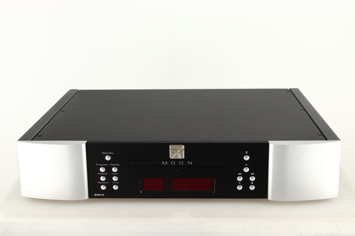 Front view of a used Simaudio Moon 260D CD Player in a black / silver finish